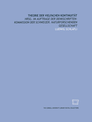 cover image of Theorie der vielfachen Kontinuität